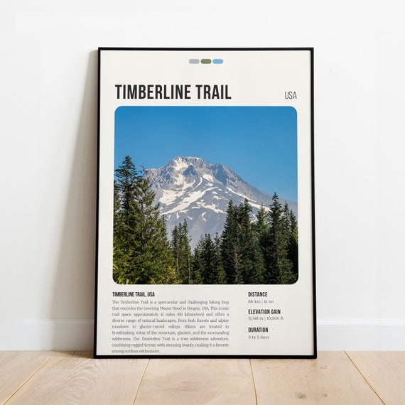 Timberline Trail Print Appalachian Poster Wall Art Map