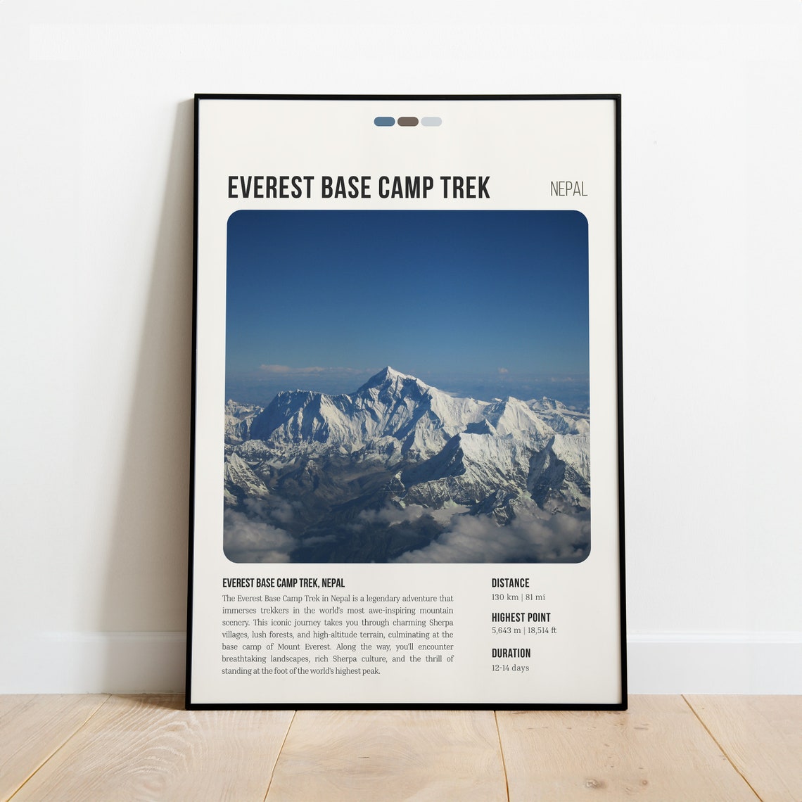 Everest Base Camp Trek Print Poster Wall Art Hiking