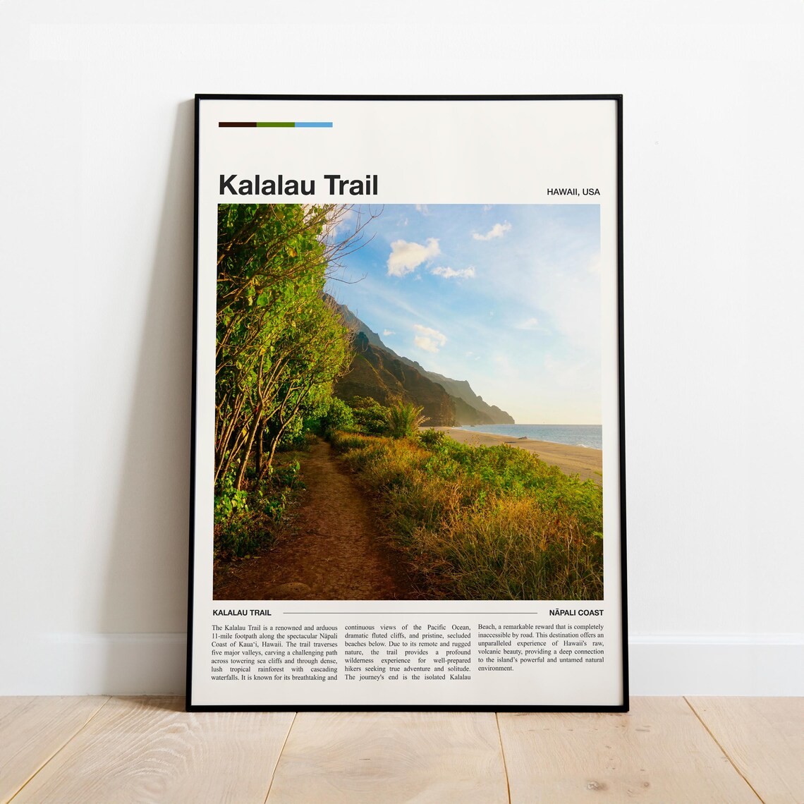 Kalalau Trail Minimalist Travel Poster Print