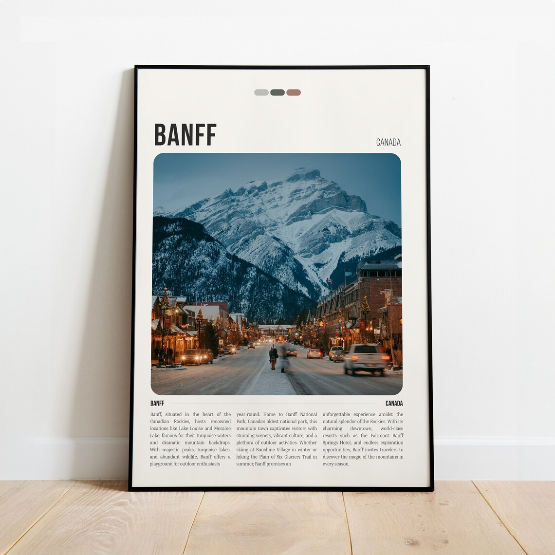 Banff Canada Rockies Snowy Main Street Mountain Town Travel Poster