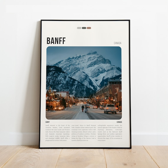 Banff Canada Rockies Snowy Main Street Mountain Town Travel Poster