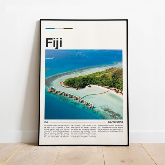 Fiji Travel Print Minimalist Modern Poster For Home Or Office