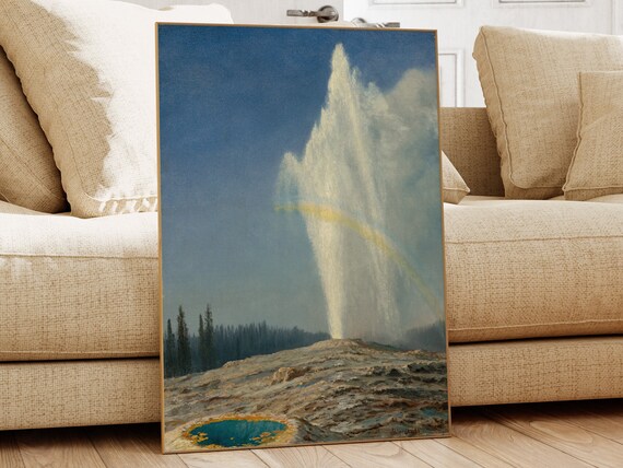 Albert Bierstadt Old Faithful Erupting Geyser Yellowstone Poster