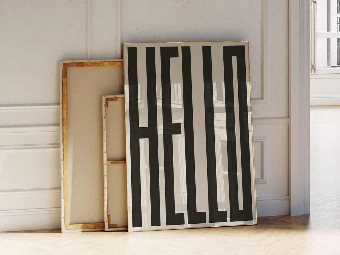 Hello Wall Art Bold Statement Black Typography Modern Galley Wall Scandi Style Decor - Image 2