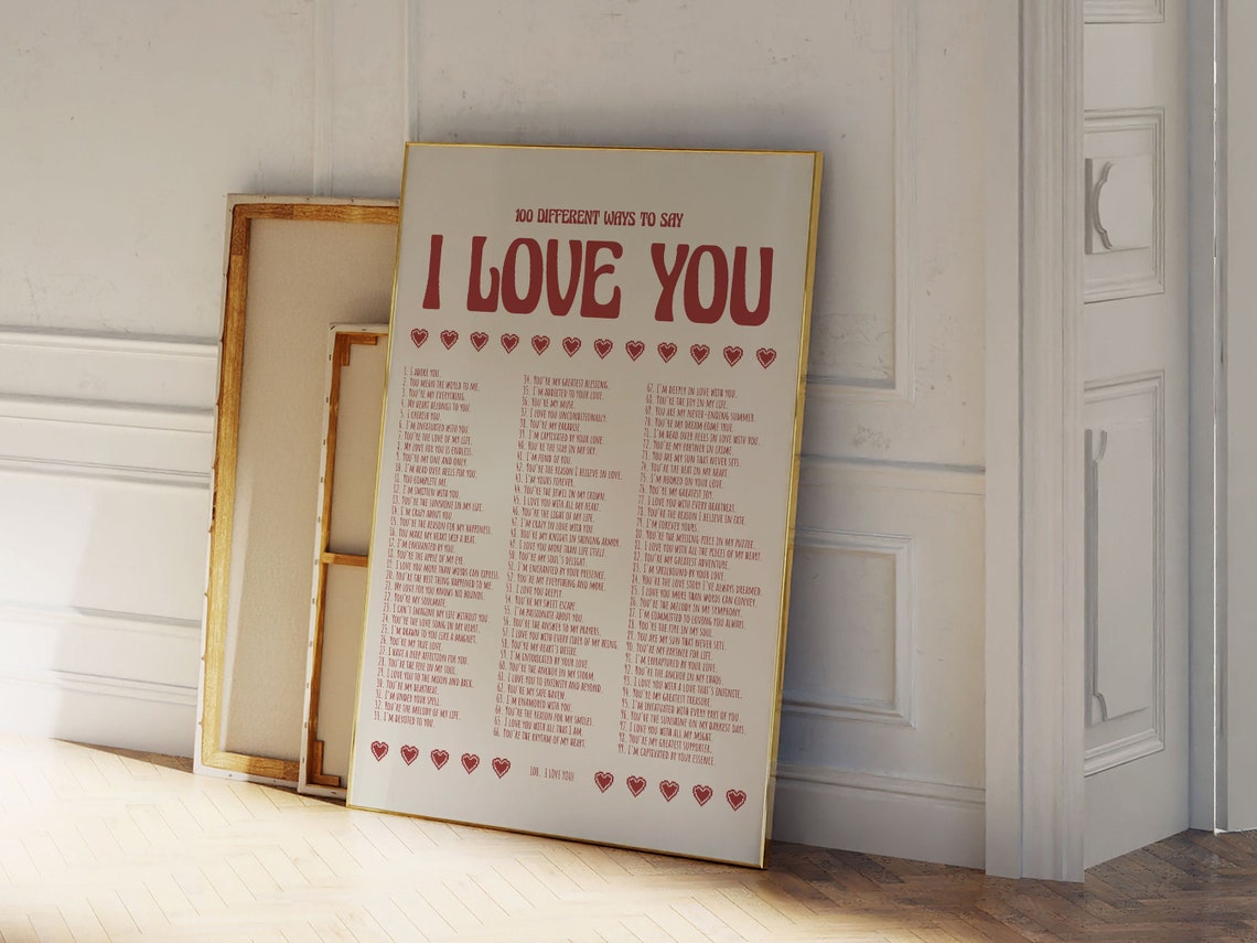 I Love You Wall Print Print Retro Wall Decor Large Art Monochrome Poster Typography Poster - Image 3
