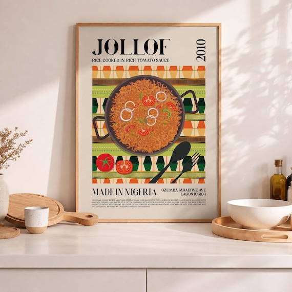 Jollof Rice Art Print Nigerian Food West African Cuisine Kitchen Decor Digital Download