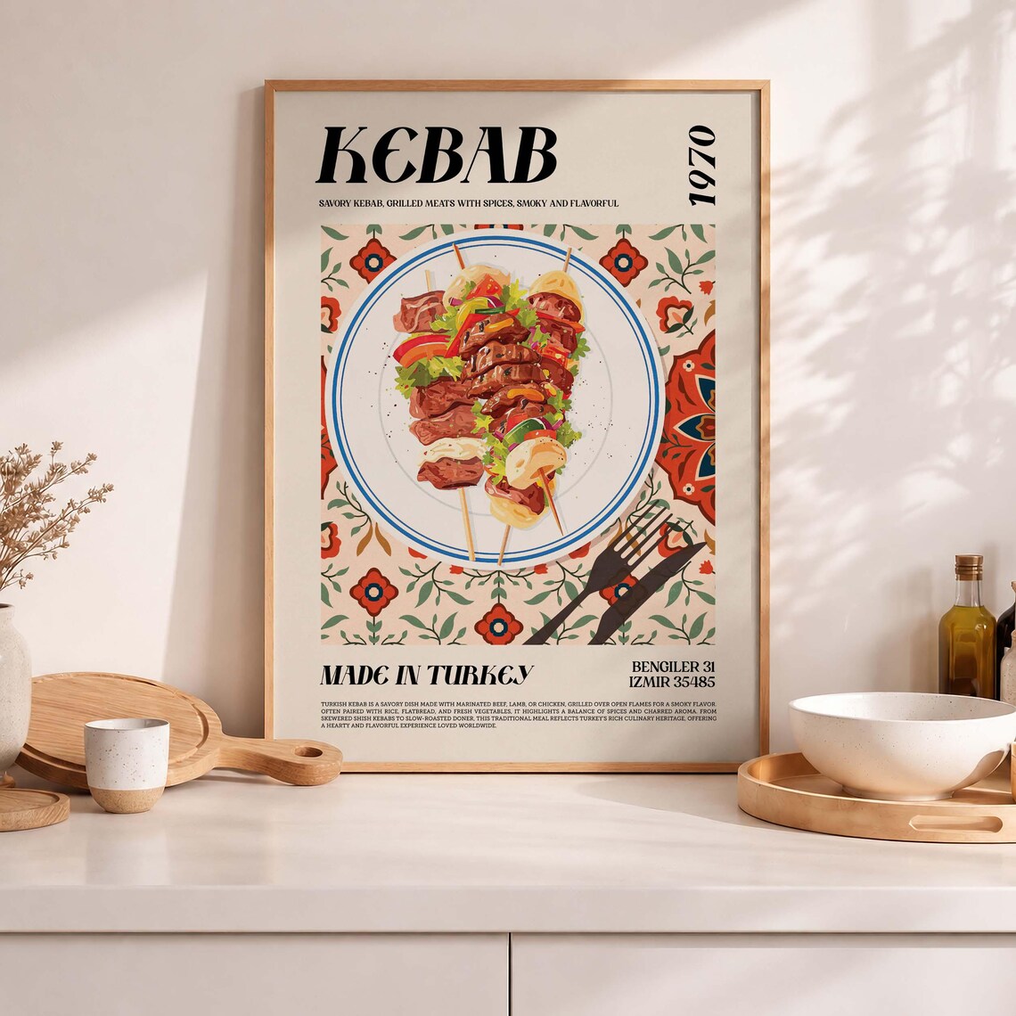 Turkish Kebab Retro Food Illustration