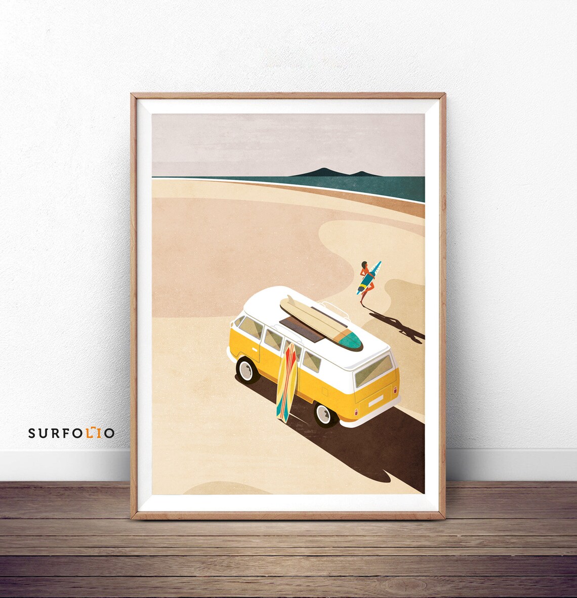 Retro Surf Van Beach Print, Coastal Wall Art
