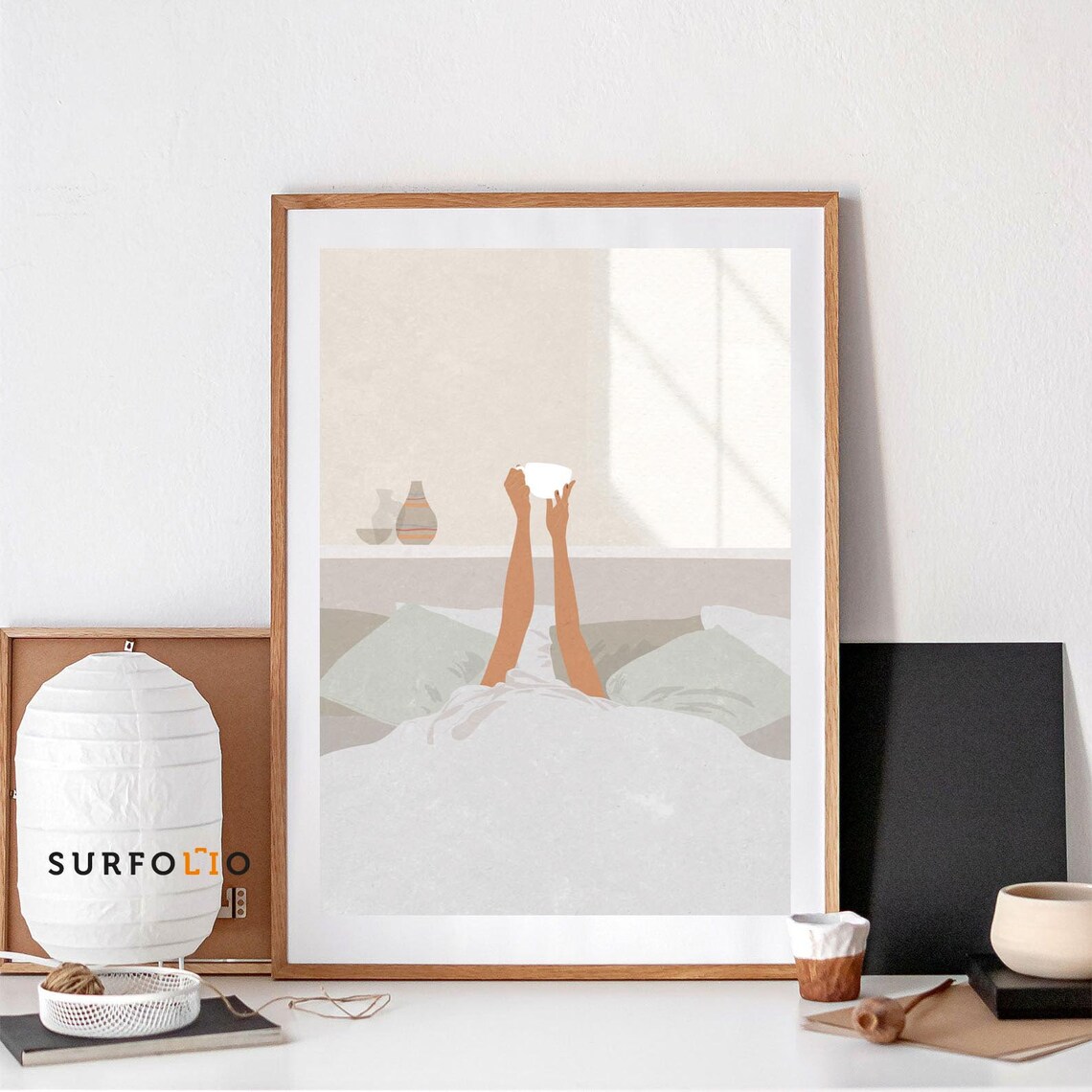 Morning Coffee In Bed Poster, Woman Art