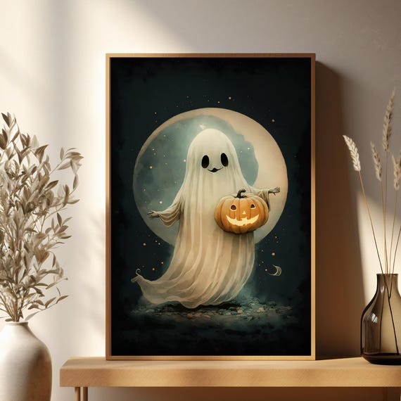Halloween Wall Art Cute Little Vintage Poster Print Spooky Home Decor For Seasonal Decoration