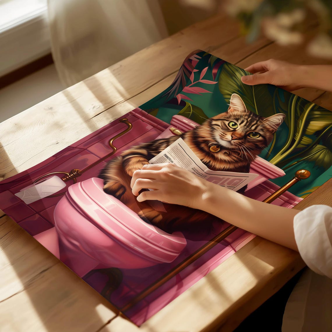 Domestic Shorthair Cat On Toilet Print Funny Cat Poster Toilet Humor Bathroom Prints Toilet Wall Art Bathroom Wall Art Bathroom Wall Decor - Image 5