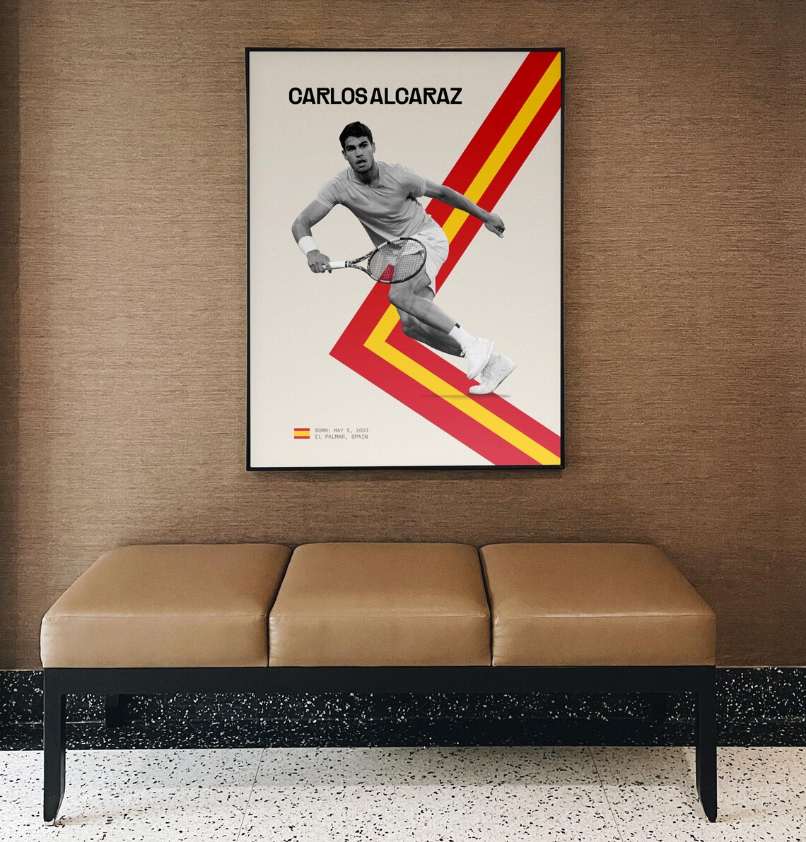 Carlos Alcaraz Tennis Action Portrait Spain Flag Sports Poster - Image 2