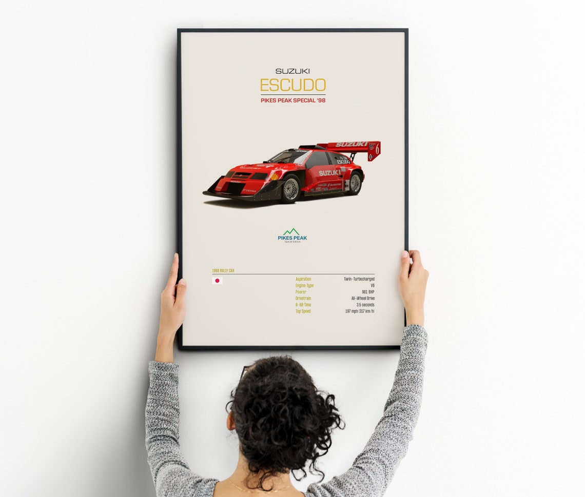 Suzuki Escudo Pikes Peak Special 1998 Hill Climb Car Spec Poster - Image 2