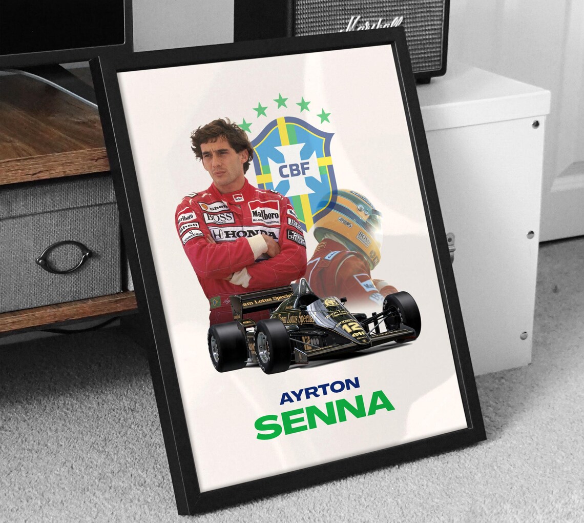 Ayrton Senna Formula One Lotus Racing Legend Art Tribute Poster - Image 2
