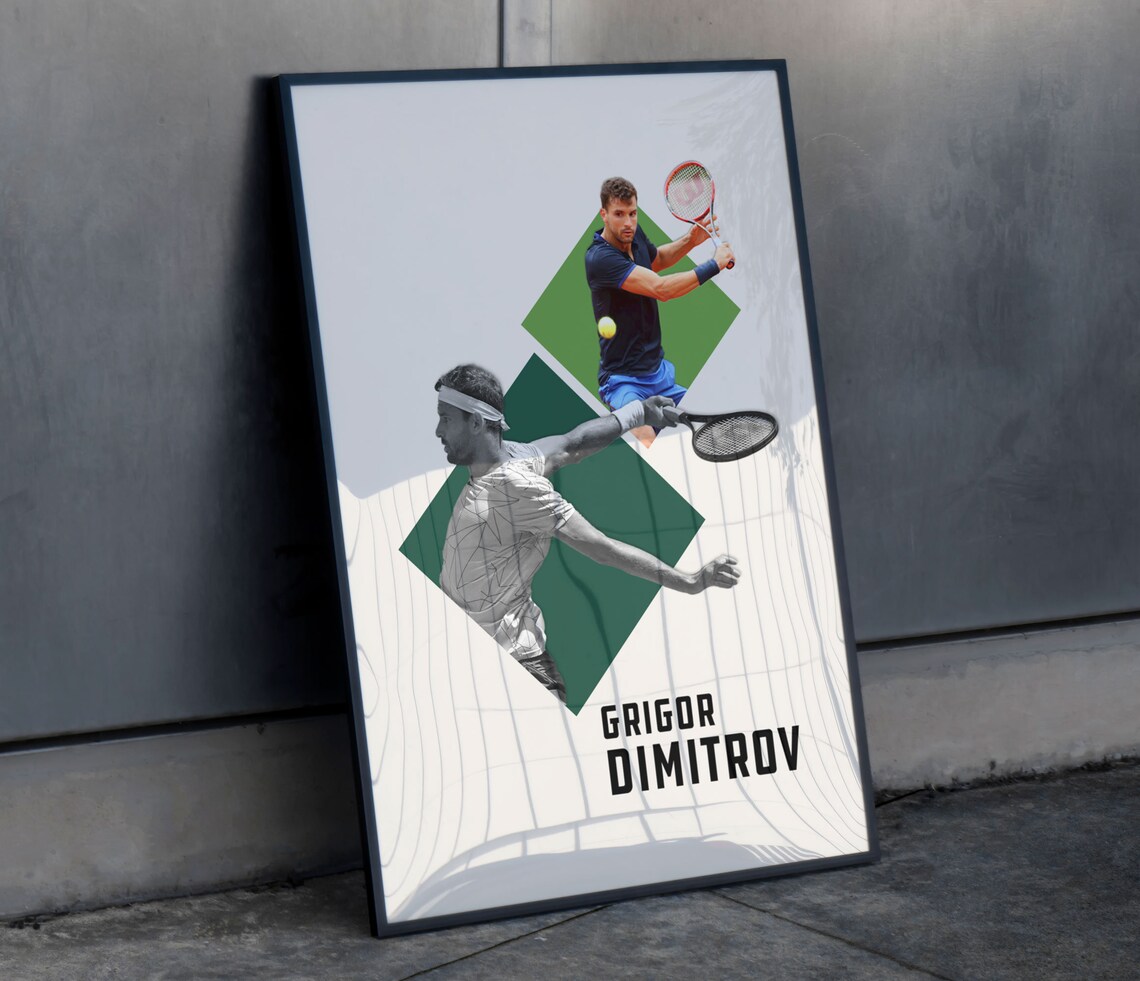 Grigor Dimitrov Tennis Action Collage Bold Sports Art Poster - Image 2