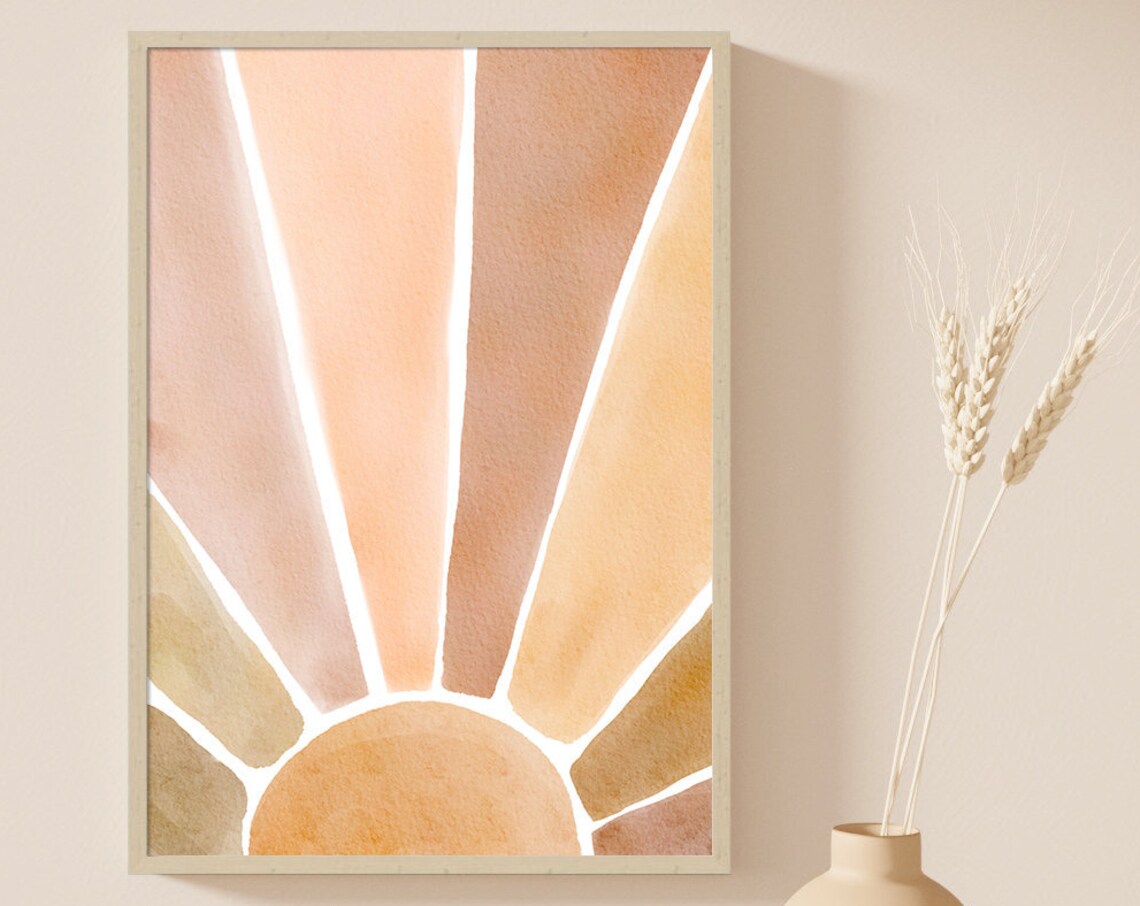 Sun Painting Watercolor Sunrise Abstract Art Print