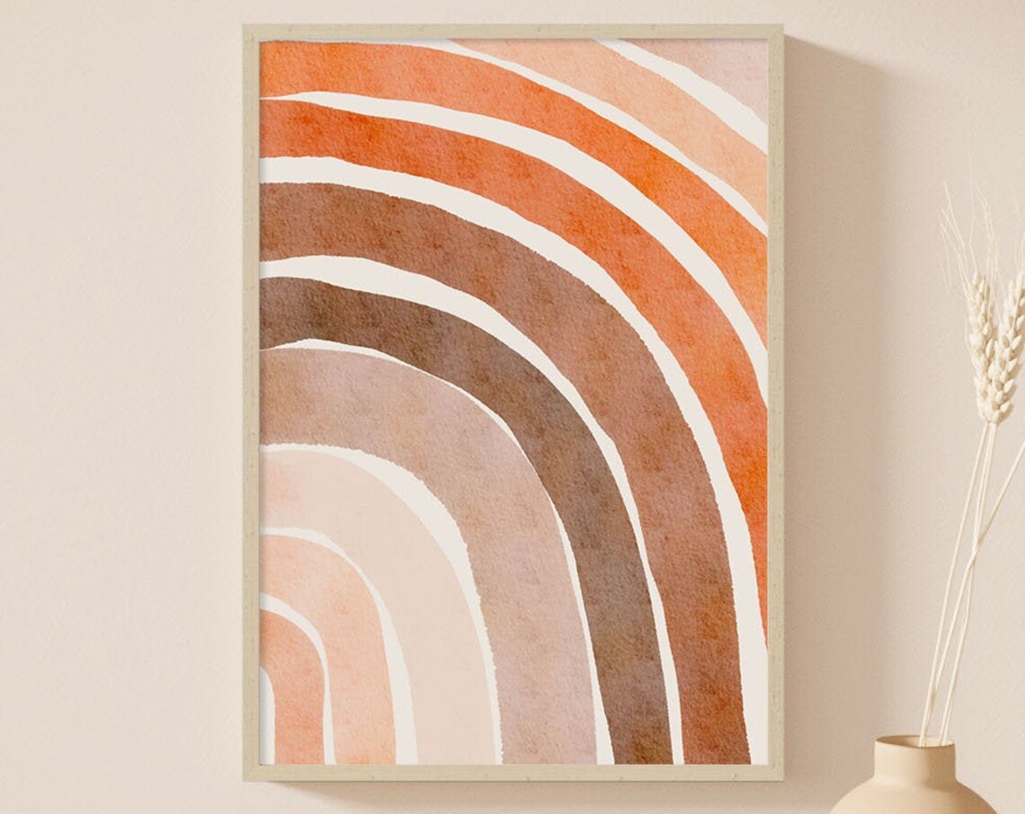 Abstract Rainbow Watercolor Nursery Art Print, Boho Decor