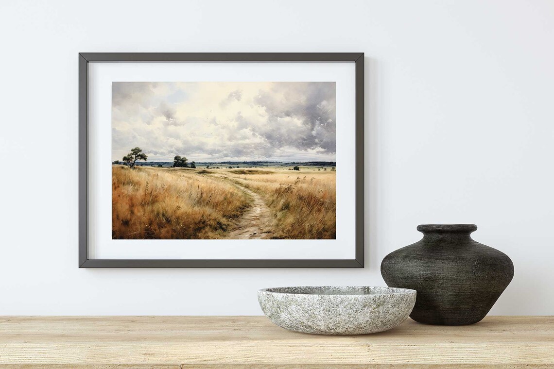 Wildflower Landscape Painting Vintage Landscape Art Print Antique Oil Painting Wall Art Art Print 103 - Image 5