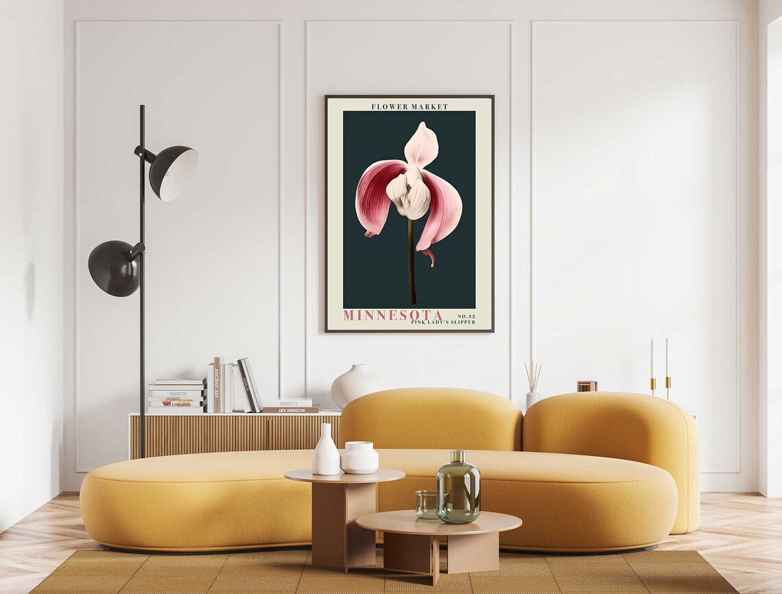 Minnesota Flower Market Pink Lady's Slipper Orchid Botanical Poster - Image 5