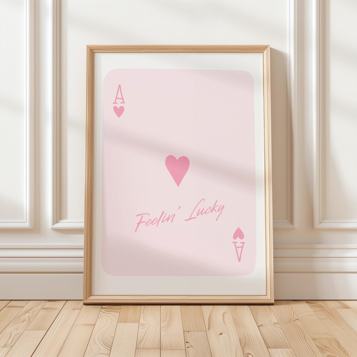 Ace Of Hearts Feelin Lucky Pink Playing Card Bedroom Decor Poster