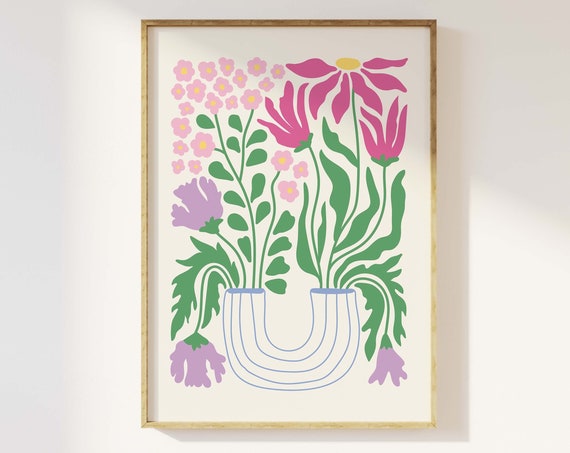 Abstract Floral Print Art Cute Flower Wall Art Trendy Botanical Wall Art Spring Art Print