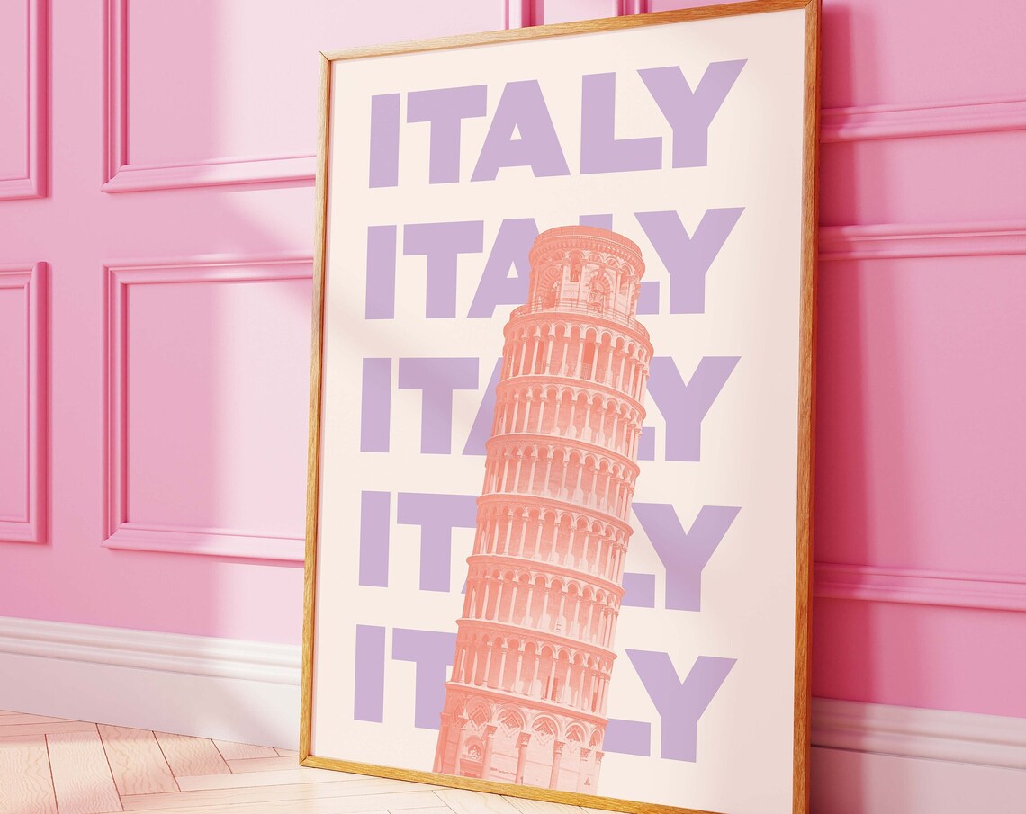 Italy Leaning Tower of Pisa Pastel Travel Art Poster for Wall Decor - Image 4