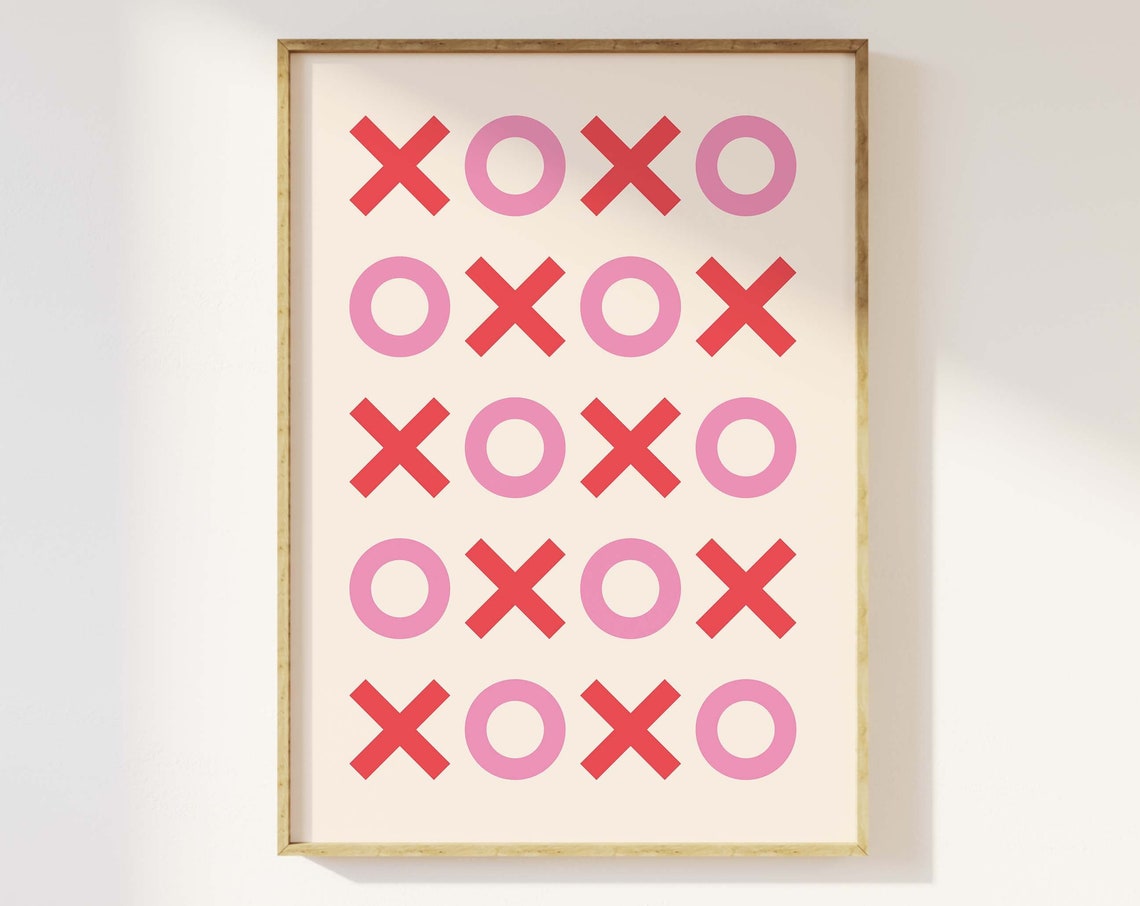 XOXO Hugs And Kisses Retro Red Pink Valentine Typography Poster