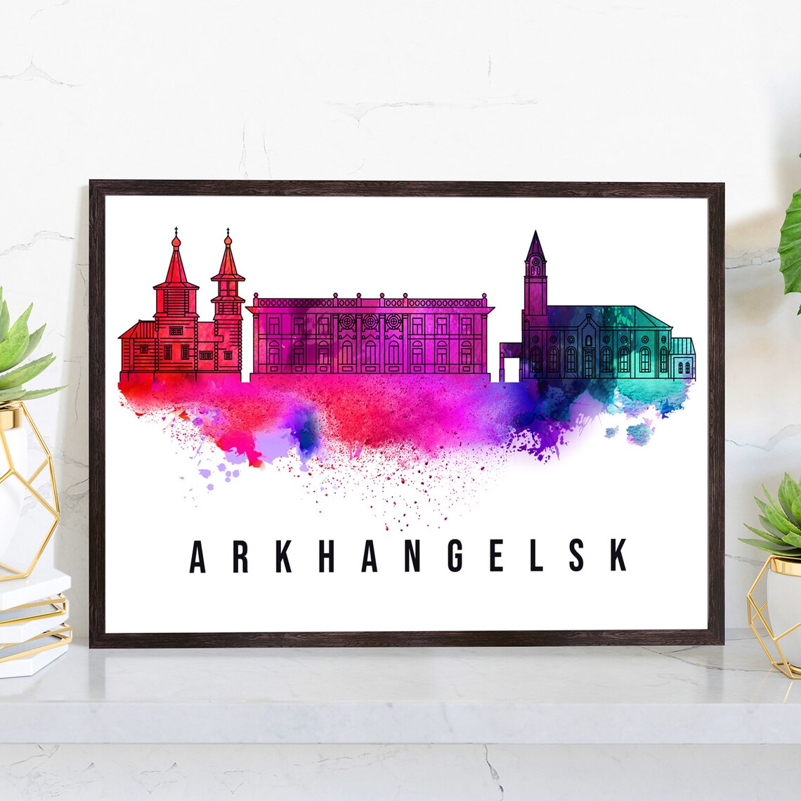 Russia Arkhangelsk Poster Skyline Poster Cityscape Poster Russia Landmark City Illustration Poster Home Wall Art Office Wall Art