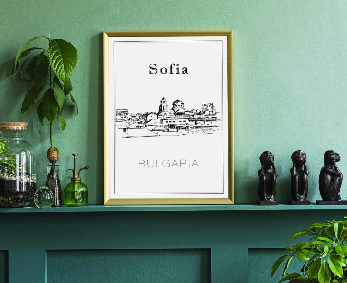 Sofia Bulgaria Hand Drawn Line Art Old Town Skyline Sketch Poster - Image 2
