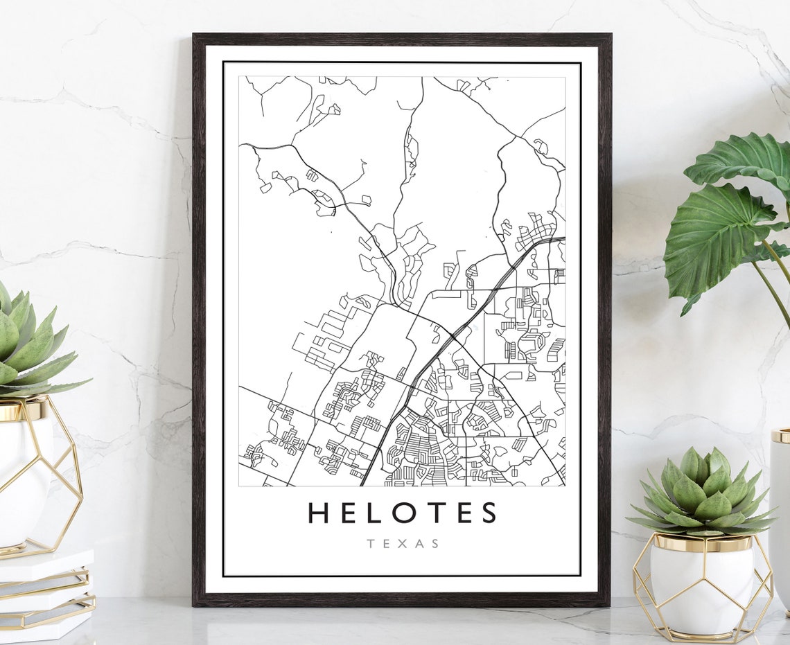 Helotes Texas City Street Map Minimalist Modern Travel Poster