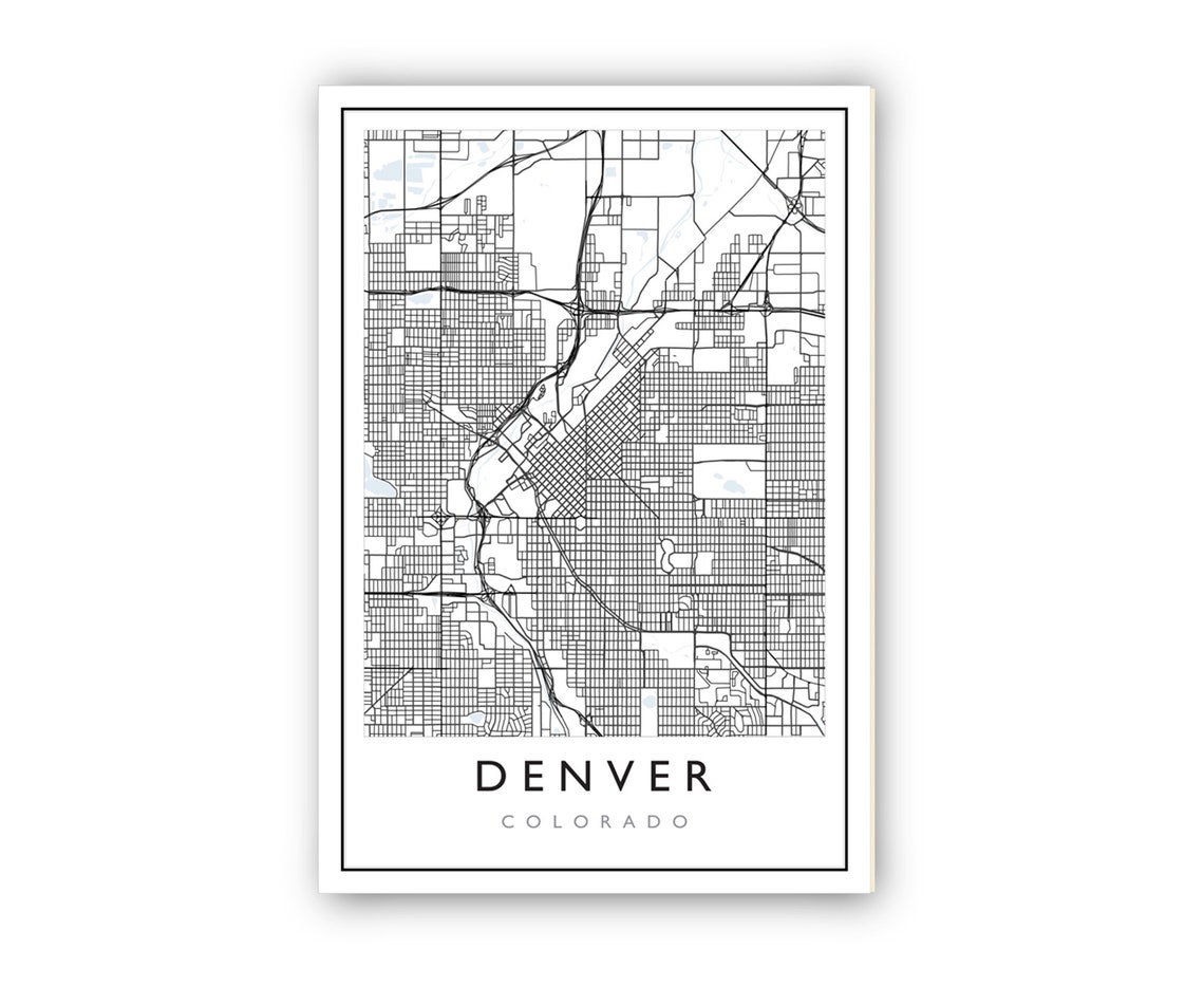 Denver Colorado Street Map Poster Minimalist Black White City Road Art - Image 2