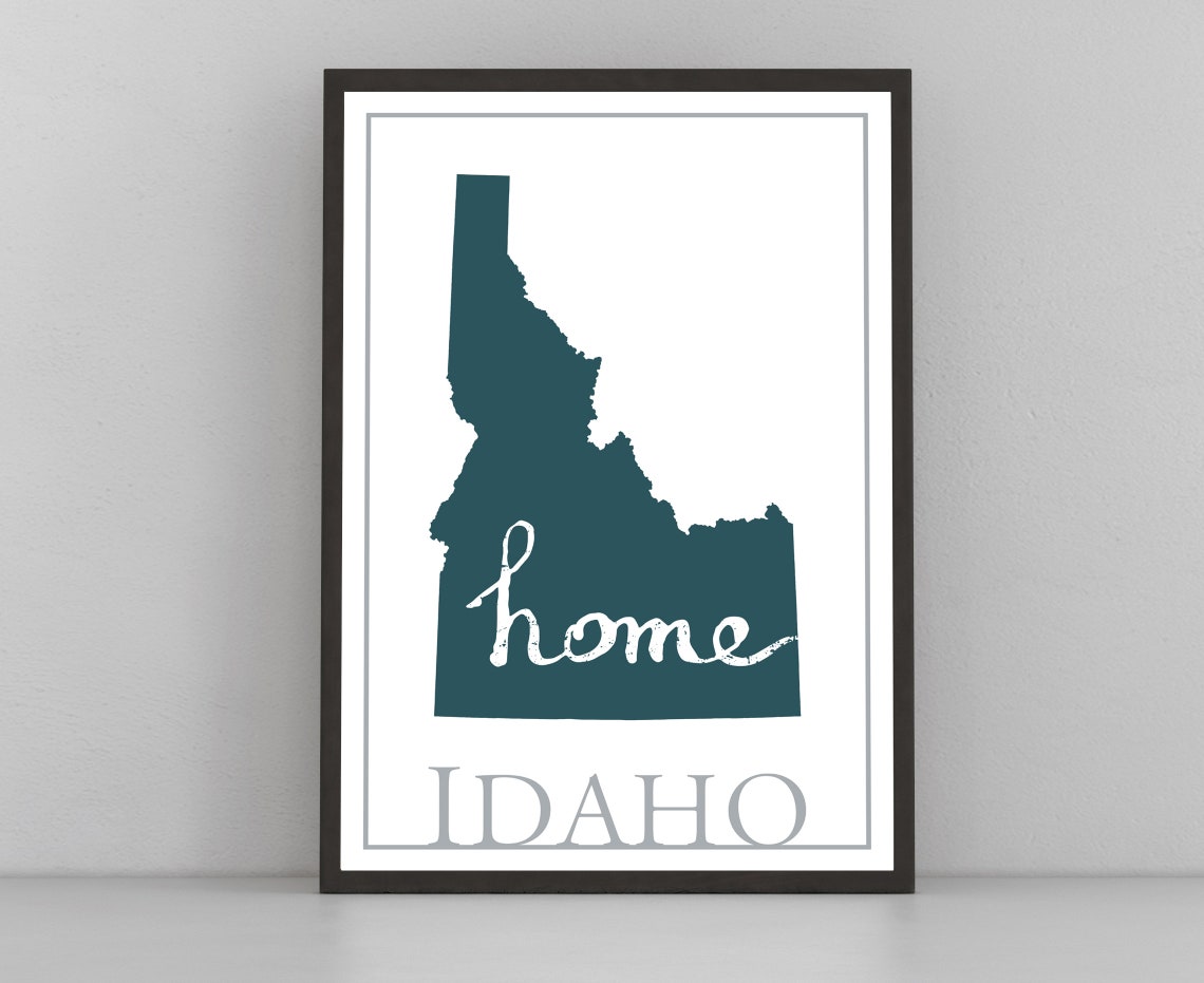 Idaho Modern Home State Silhouette Teal Map Wall Art Print Poster