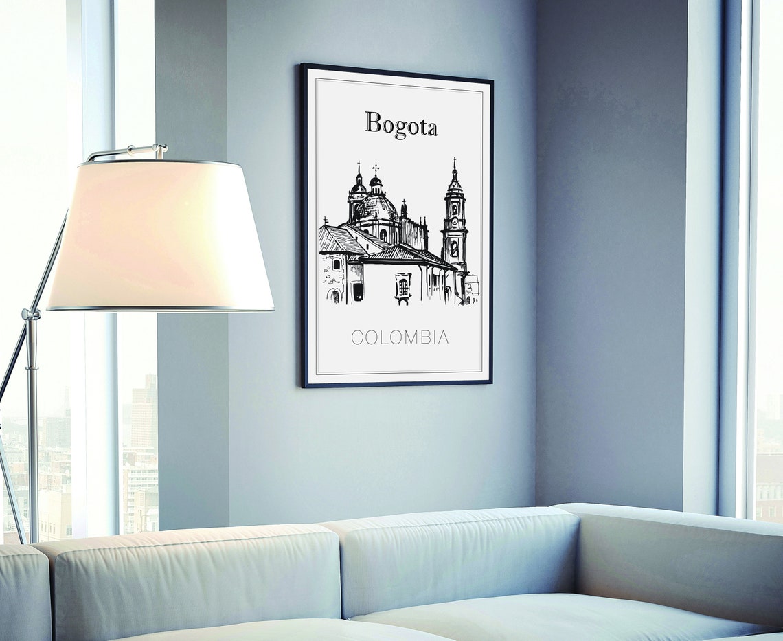 Bogota Colombia Hand Drawn Cathedral Landmark Sketch Art Poster - Image 4
