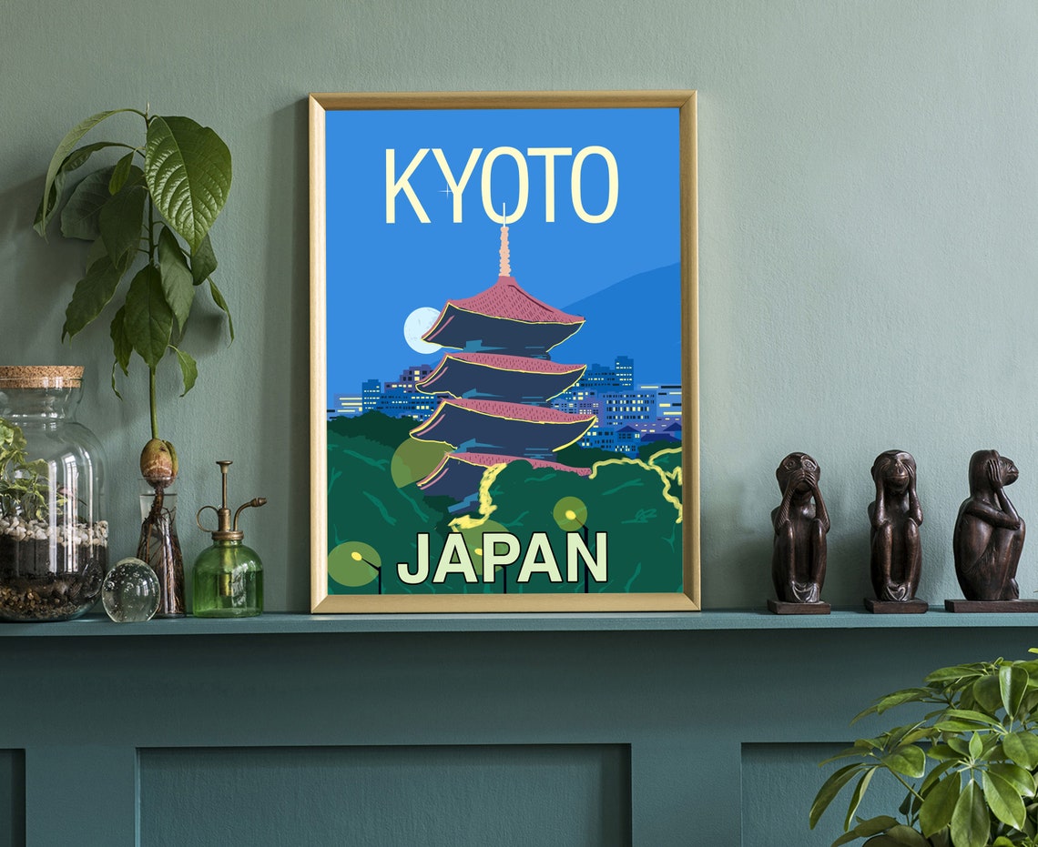 Japan Kyoto Travel Poster Kyoto Japan Cityscape Poster Kyoto Landmark Poster Wall Art Home Wall Art Office Wall Decoration Gift For Her - Image 3