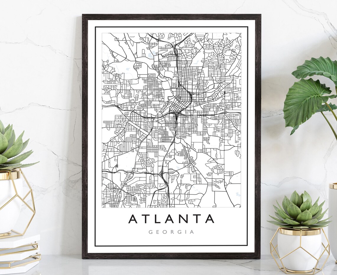 Atlanta Georgia City Street Map Poster Modern Minimalist Wall Art
