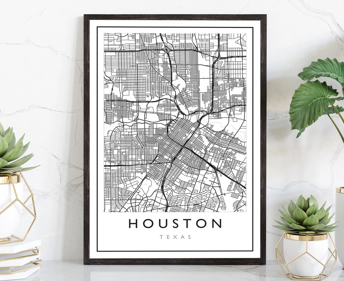 Houston Texas City Street Map Minimalist Modern Travel Poster