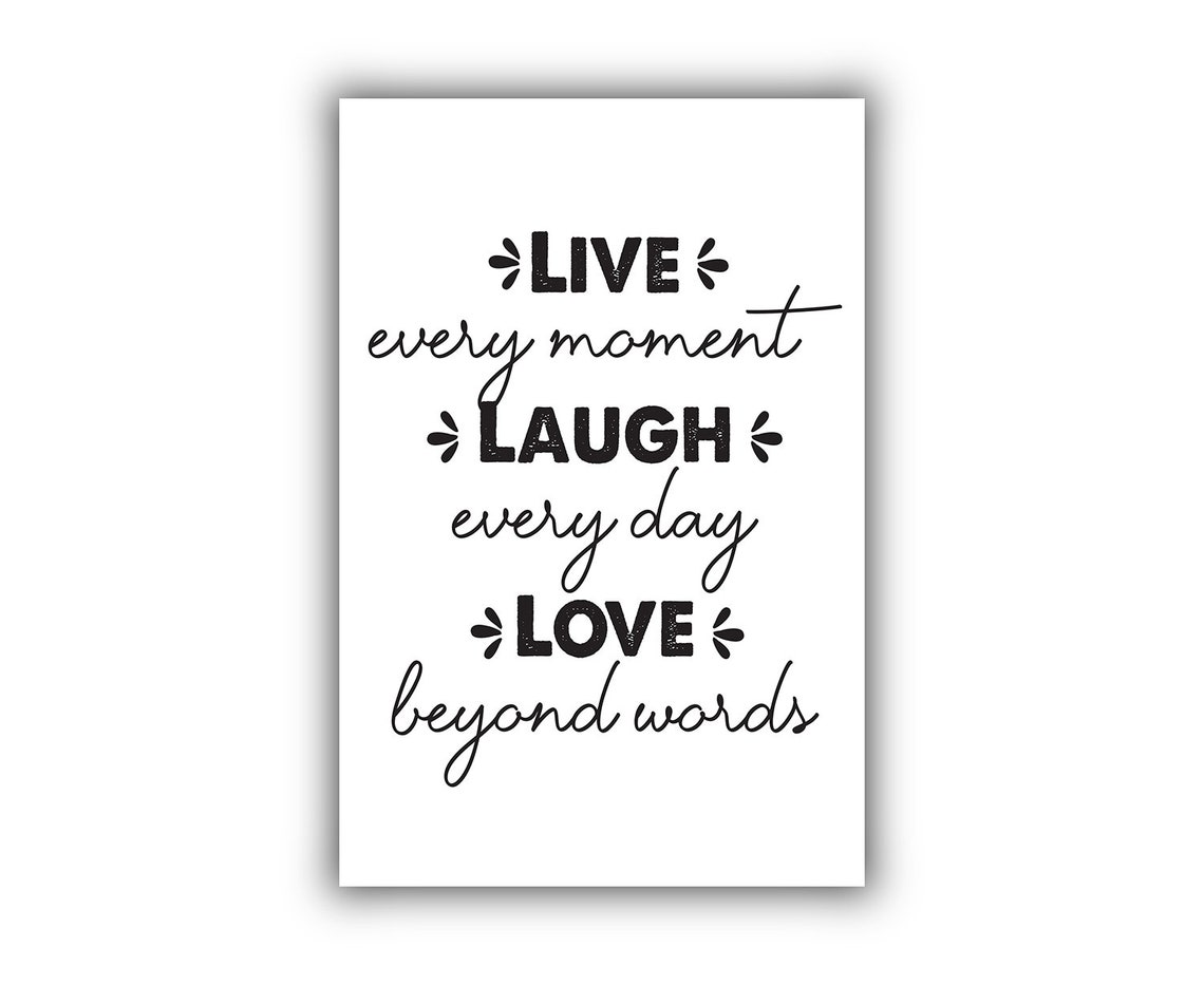 Live Every Moment Laugh Every Day Bold Typography Quote Wall Art - Image 2