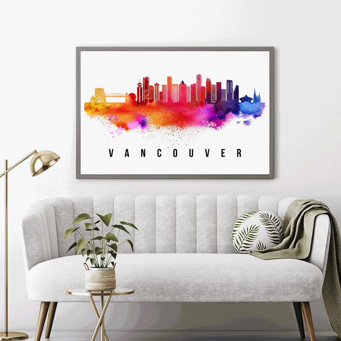 Vancouver Canada Rainbow Watercolor Skyline Sunset Glow Travel Poster - Image 4