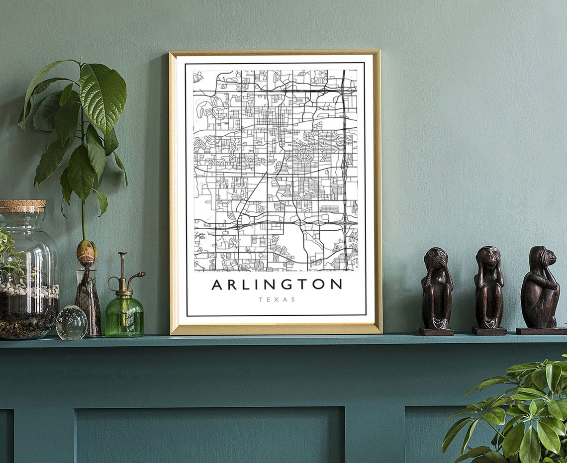 Arlington Texas Minimalist Street Road Map Modern Wall Art Print - Image 3
