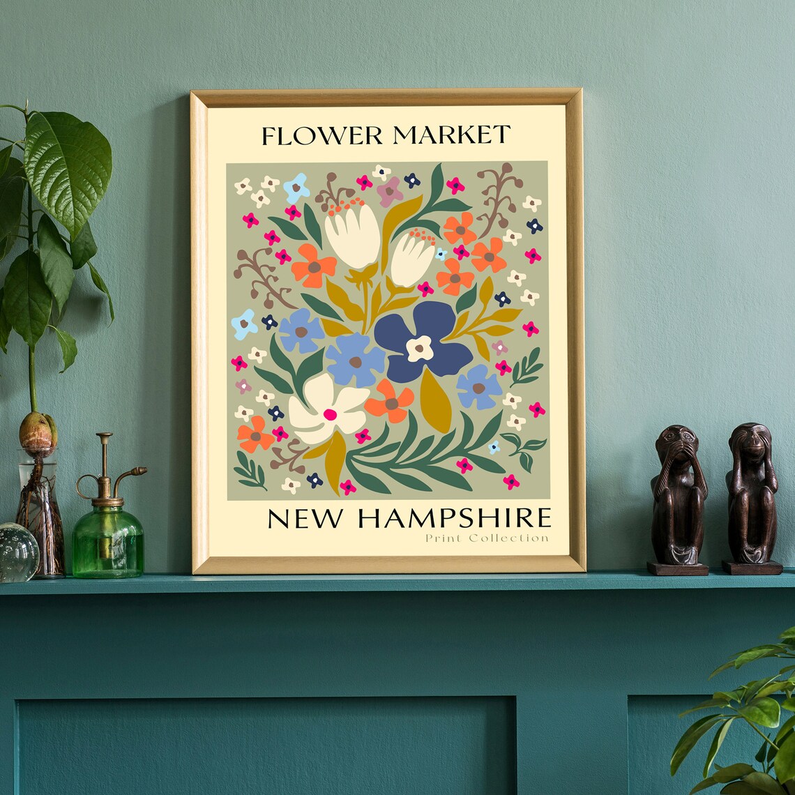 New Hampshire Flower Market Colorful Botanical Floral Print Poster - Image 2