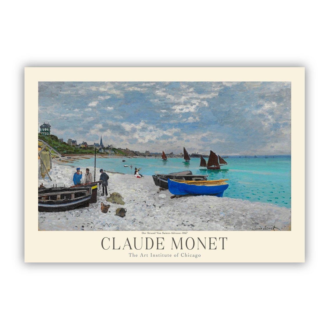 Claude Monet Sainte-Adresse Beach Boats 1867 Shore Scene Art Poster - Image 2