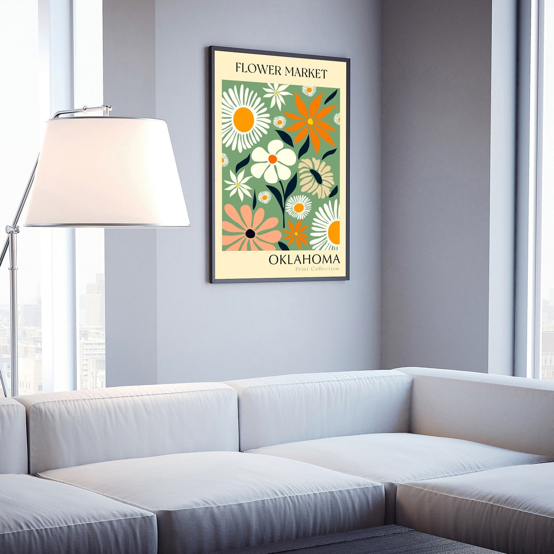 Oklahoma Flower Market Botanical Retro Daisy Bouquet Floral Art Poster - Image 3