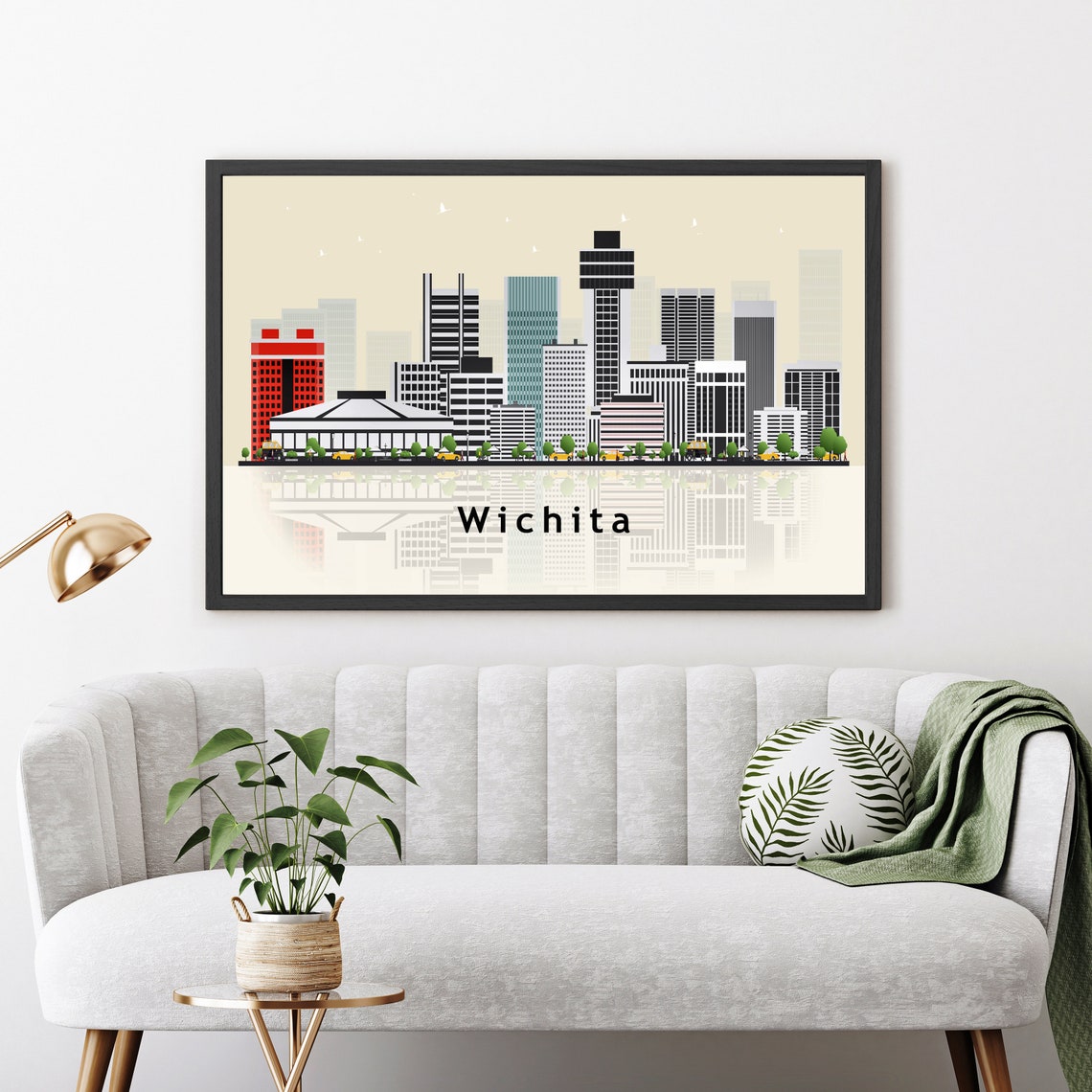 Wichita Kansas Modern Skyline Illustration Cityscape Art Poster - Image 3