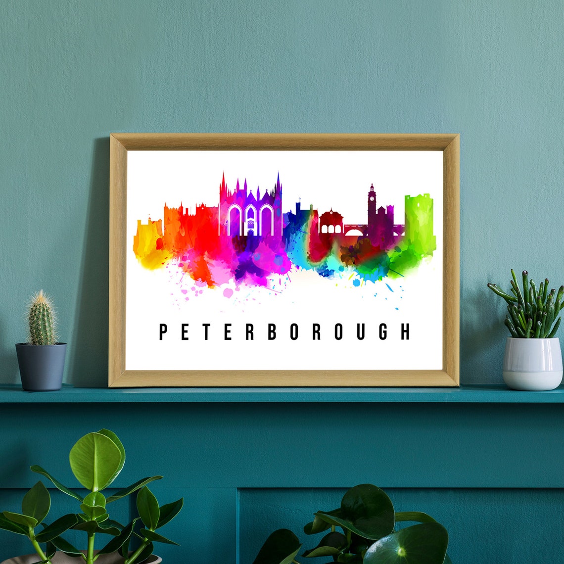 Peterborough England Cathedral Watercolor Skyline City Poster - Image 3