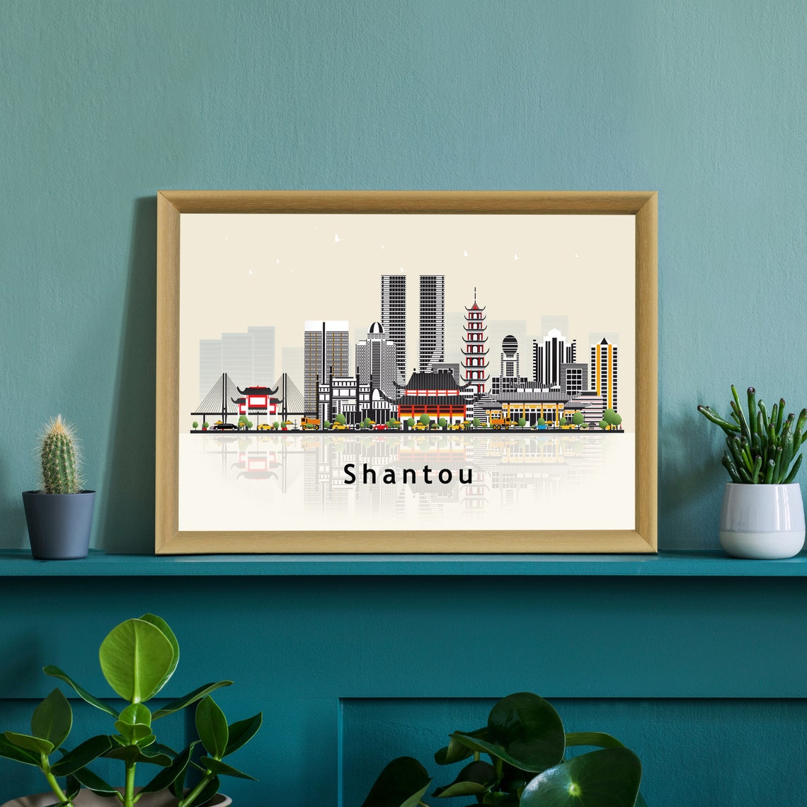 Shantou China Modern Skyline Illustration Landmarks Travel Poster - Image 2