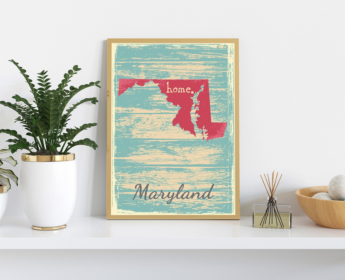 Maryland Home State Vintage Map Wood Grain Distressed Art Poster - Image 3
