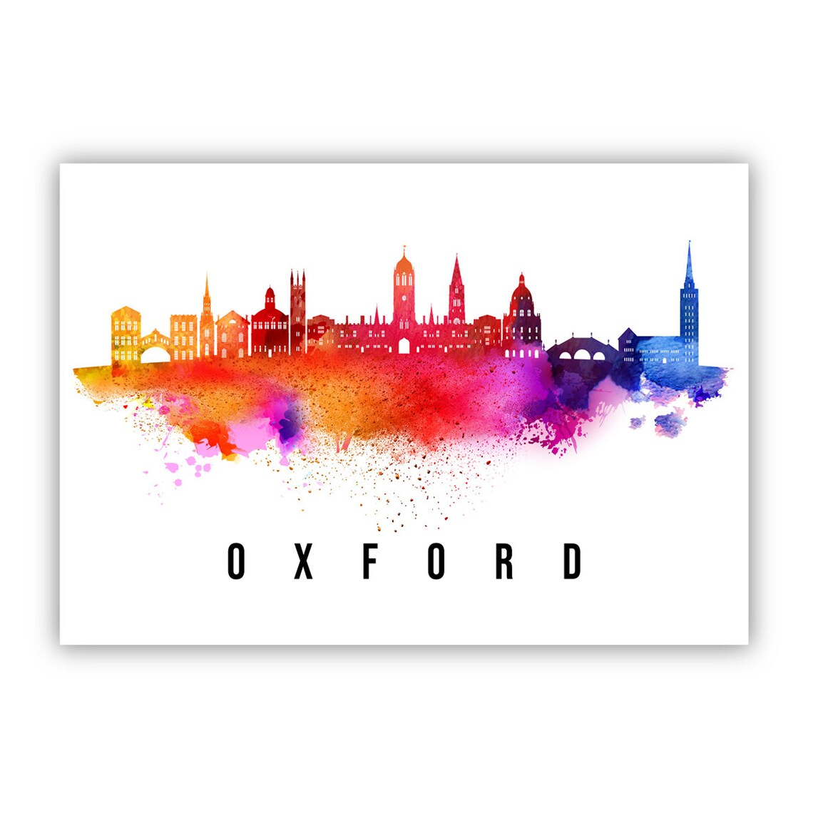 Oxford England Watercolor Spires Skyline Dreaming Towers Travel Poster - Image 2