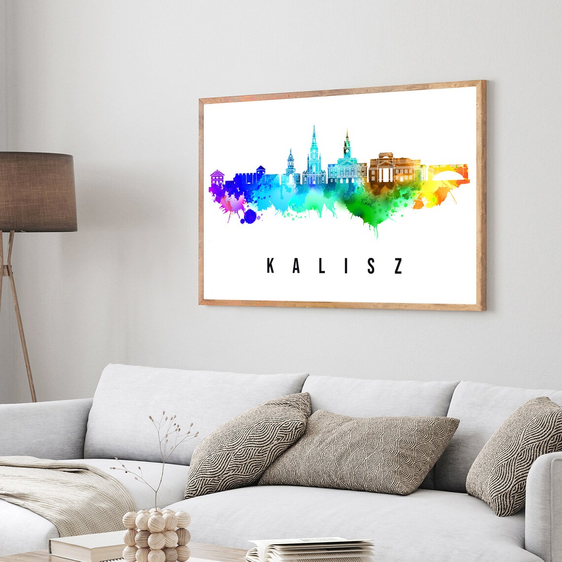 Kalisz Poland Oldest City Churches Watercolor Skyline Poster - Image 3