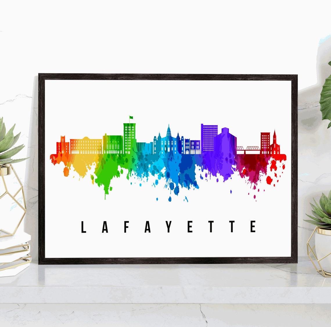 Lafayette Skyline Lousiana Poster Lousiana Cityscape Painting Lafayette Lousiana Poster Cityscape And Landmark Print Home Wall Art