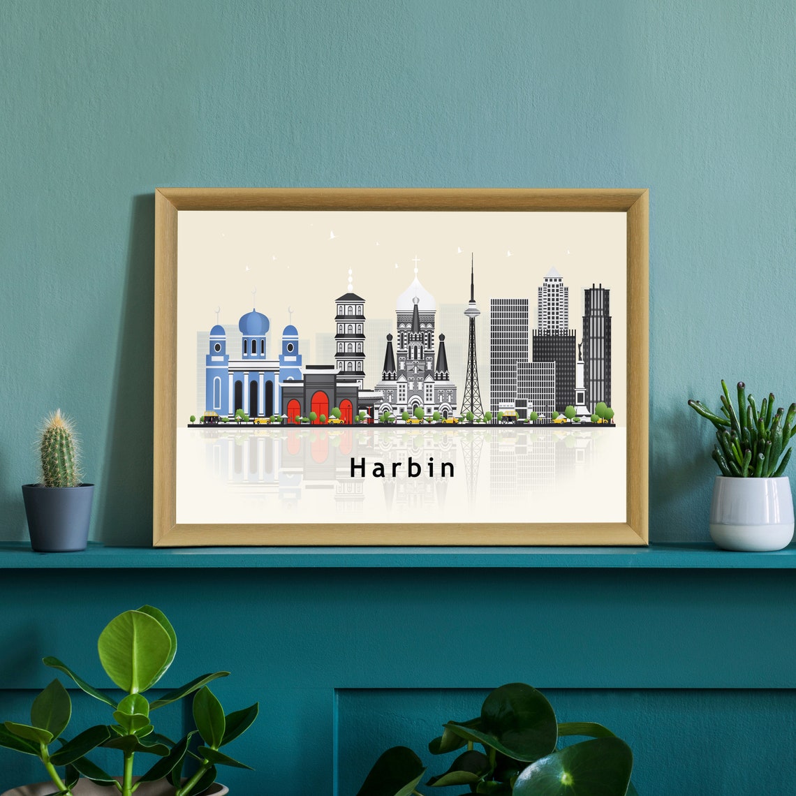 Harbin China Modern Skyline Illustration City Landmark Poster - Image 2